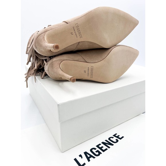 L'AGENCE Mathilde Suede Fringe Booties NWT Size 7 - Picture 5 of 7